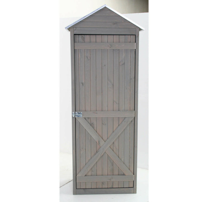 Abri de jardin en bois Gris clair, toit en zinc