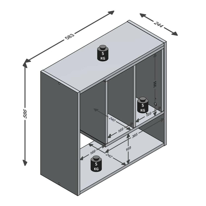 Fmd Wandschap Met 3 Open Vakken 58,3X24,4X58,6 Cm