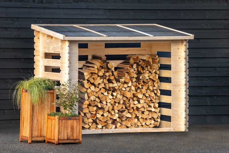 Rangement pour bois de chauffage Brandr en pin non traité 19 mm avec feutre de toiture