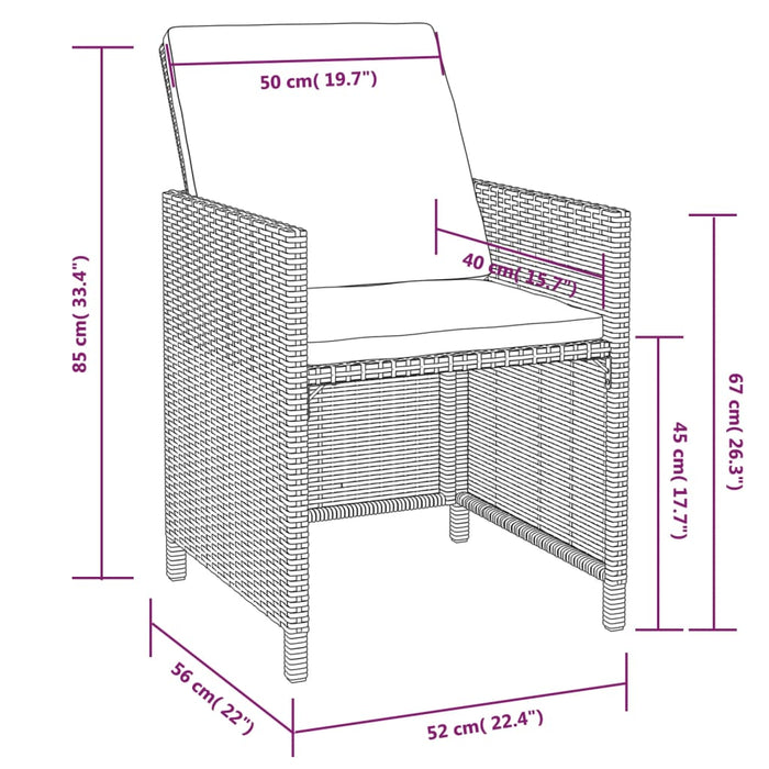 5-Delige Tuinset Poly Rattan En Acaciahout Zwart