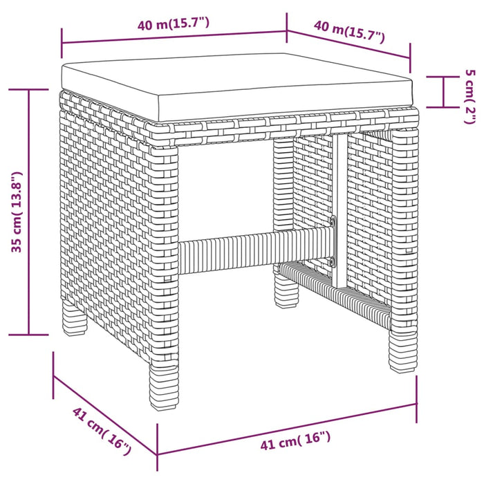 5-Delige Tuinset Poly Rattan En Acaciahout Zwart