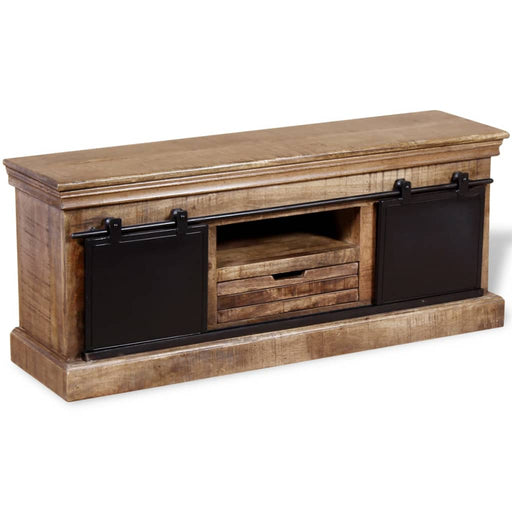 Tv-Meubel Met 2 Schuifdeuren 110X30X45 Cm Massief Mangohout