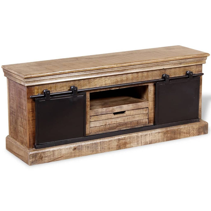 Tv-Meubel Met 2 Schuifdeuren 110X30X45 Cm Massief Mangohout