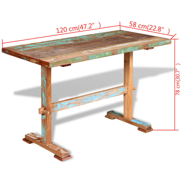 Eettafel Op Voet 120X58X78 Cm Massief Gerecycled Hout