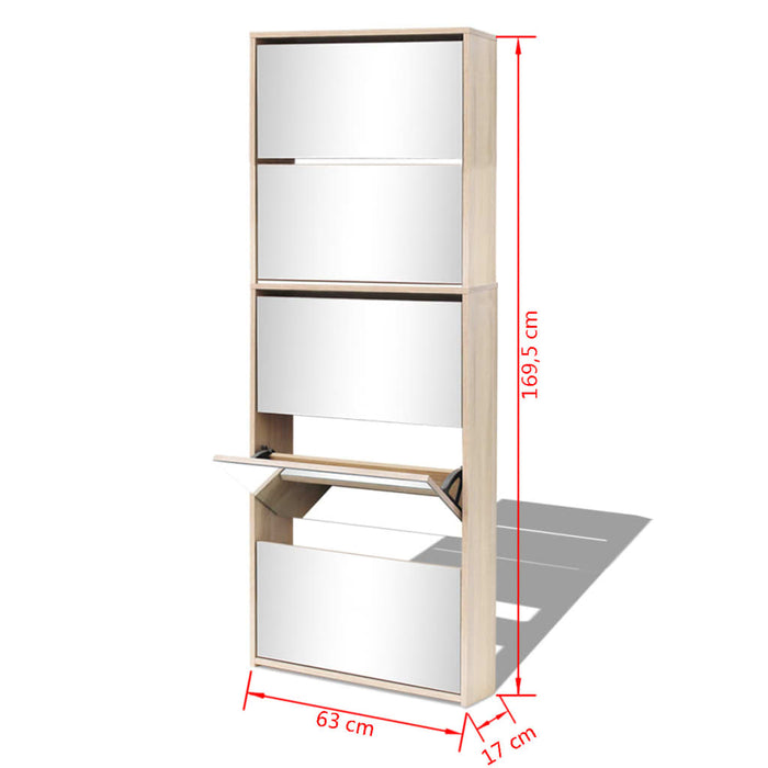 Schoenenkast Met 5 Spiegels 63X7X69,5 Cm Hout Eiken