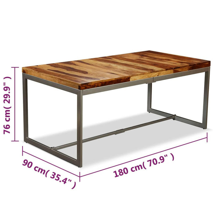 Eettafel 180 Cm Massief Sheeshamhout En Staal