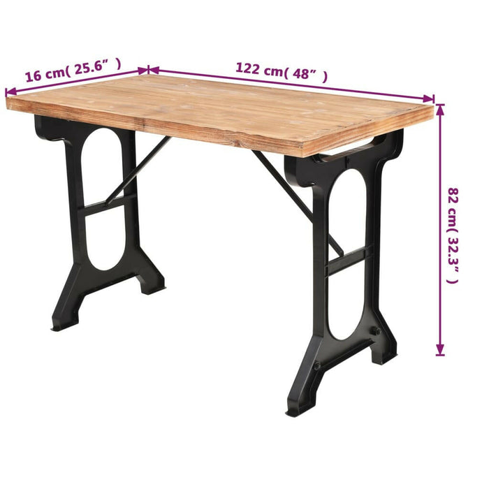 Eettafel 122X65X82 Cm Massief Vurenhout