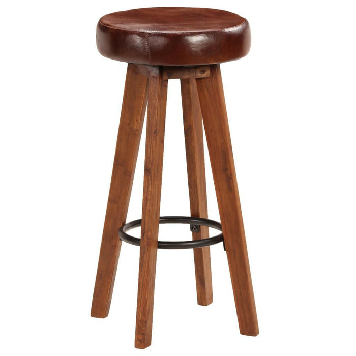 Barstoelen 2 St Echt Leer En Massief Acaciahout