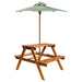 Kinderpicknicktafel Met Parasol 79X90X60 Cm Massief Acaciahout