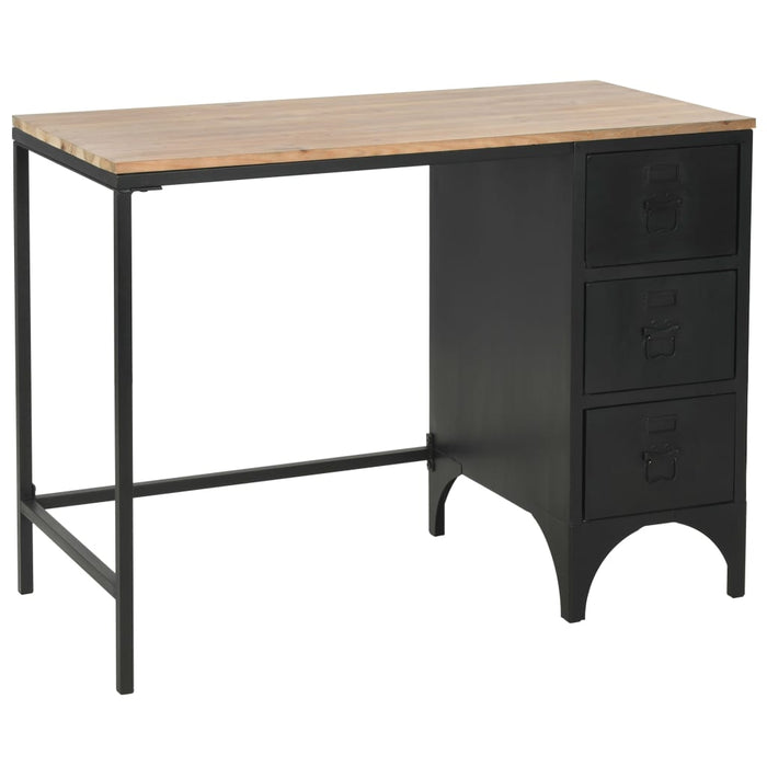 Bureau 100X50X76 Cm Massief Vurenhout En Staal