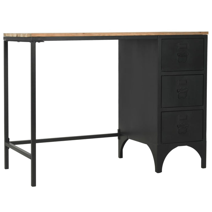 Bureau 100X50X76 Cm Massief Vurenhout En Staal