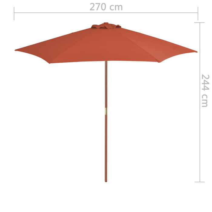 Parasol Met Houten Paal 270 Cm