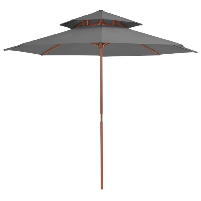 Parasol Dubbeldekker Met Houten Paal 270 Cm