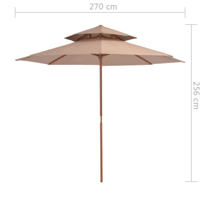 Parasol Dubbeldekker Met Houten Paal 270 Cm