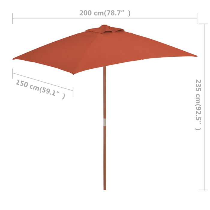 Parasol Met Houten Paal 150X200 Cm Kleurig