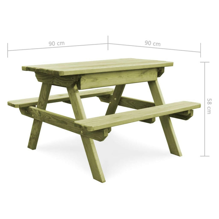 Picknicktafel Met Banken 90X90X58 Cm Geïmpregneerd Grenenhout