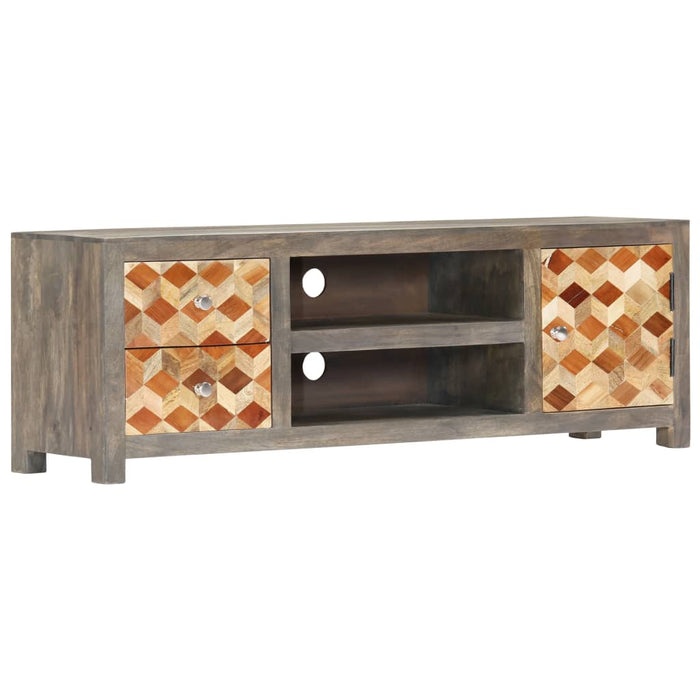 Tv-Meubel 120X30X40 Cm Massief Mangohout Grijs