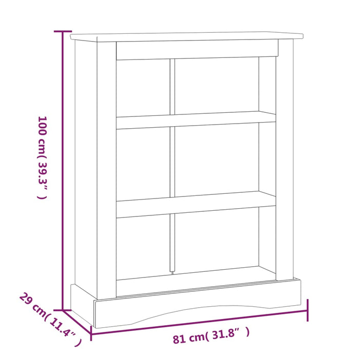 Boekenkast 3 Planken 81X29X Grenenhout Corona-Stijl