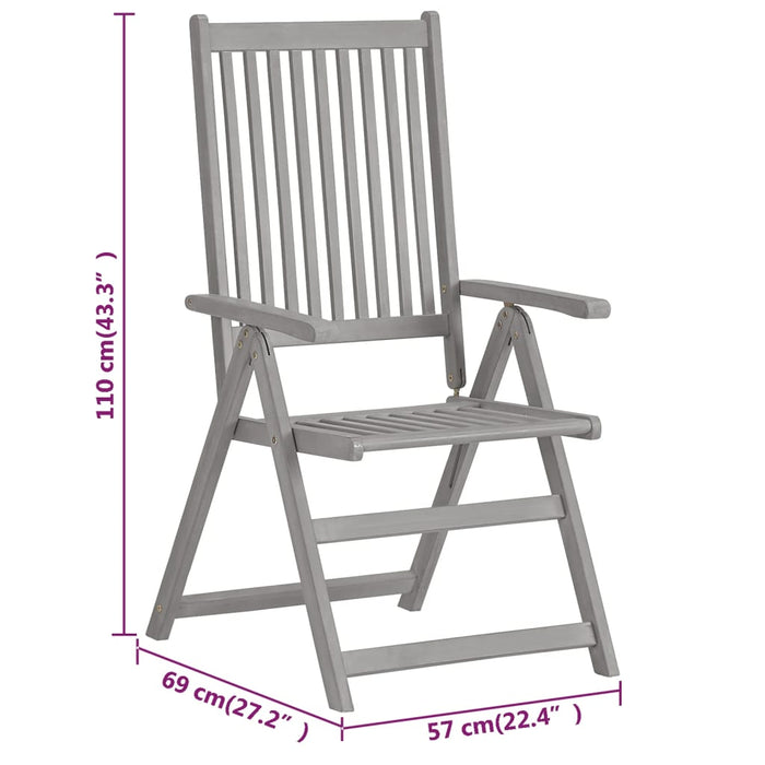 Tuinstoelen Verstelbaar Massief Acaciahout Grijs