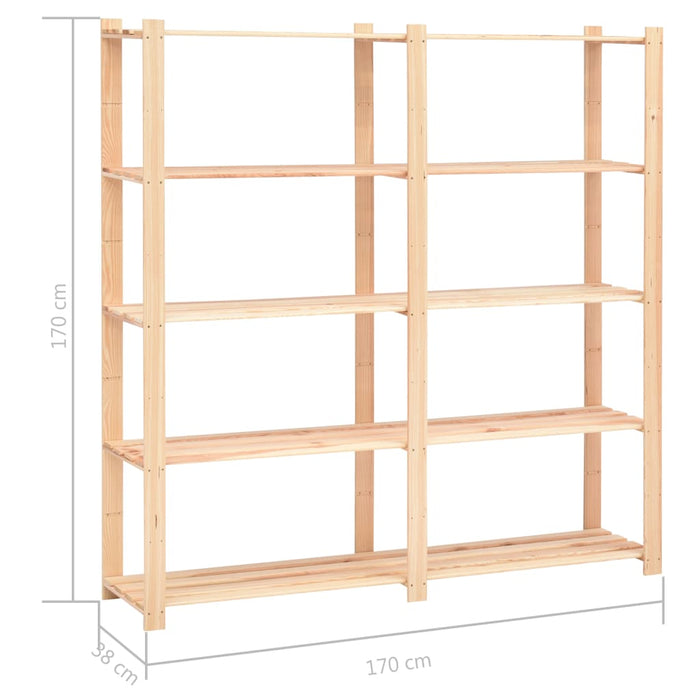 Opbergrek 5-Laags 170X38X170 Cm Massief Grenenhout 500 Kg