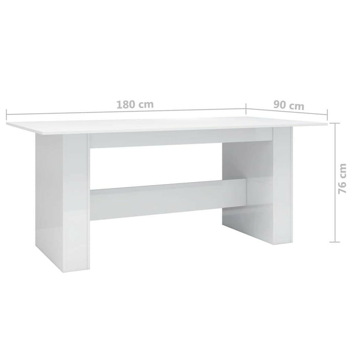 Eettafel 180X90X76 Cm Spaanplaat Hoogglans Wit