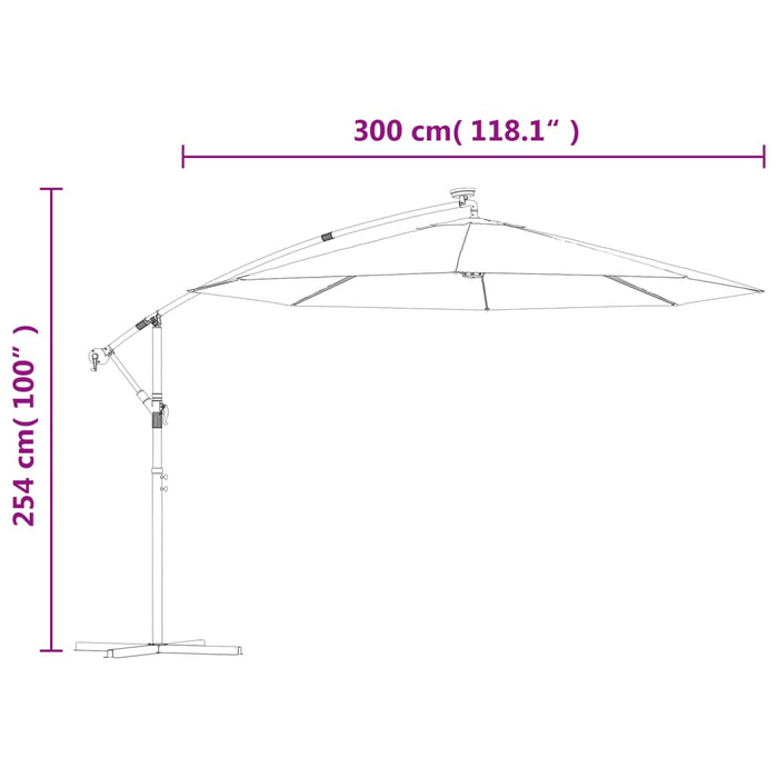 Zweefparasol Met Led-Verlichting En Stalen Paal Blauw