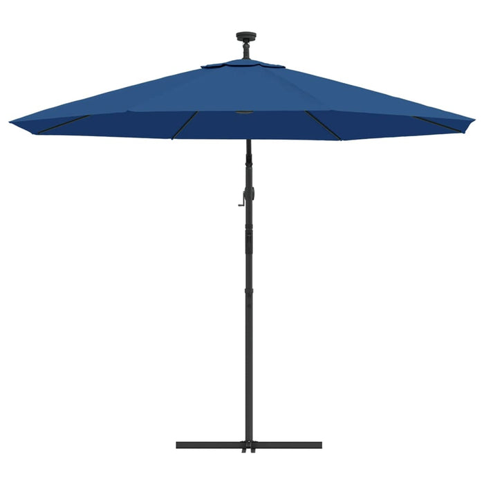 Zweefparasol Met Led-Verlichting En Stalen Paal Blauw