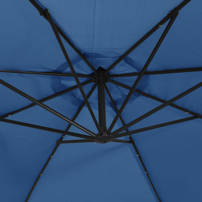 Zweefparasol Met Led-Verlichting En Stalen Paal Blauw