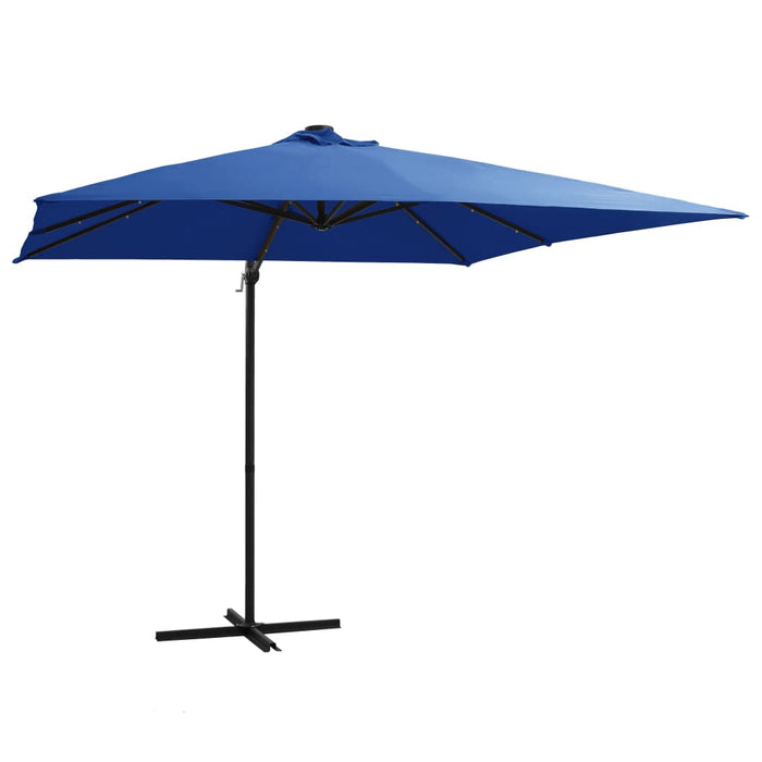 Zweefparasol Met Led-Verlichting En Paal Azuurblauw