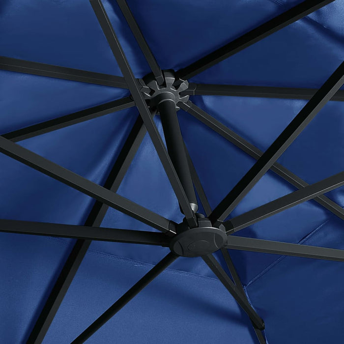 Zweefparasol Met Led-Verlichting En Paal Azuurblauw