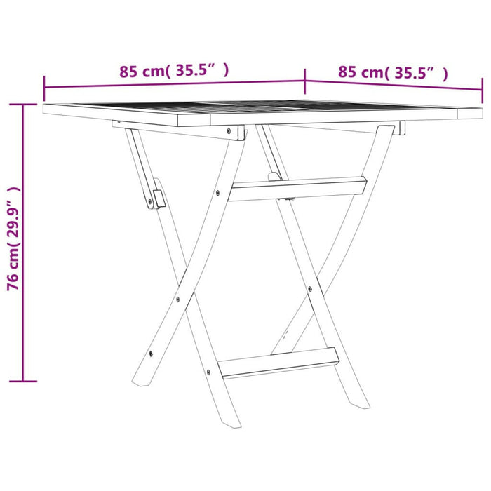 Tuintafel Inklapbaar 85X85X76 Cm Massief Teakhout