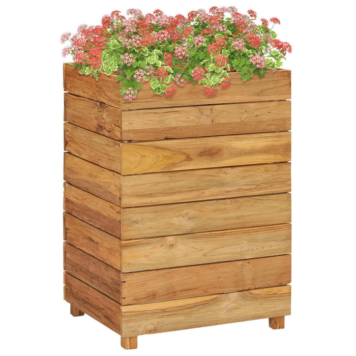 Plantenbak Verhoogd 50X40X38 Cm Massief Teakhout En Staal