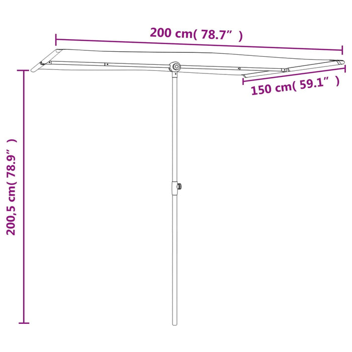 Parasol Met Aluminium Paal 2X1,5 M Azuurblauw