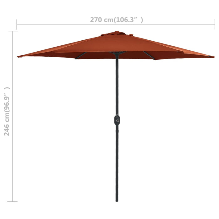 Parasol Met Aluminium Paal 270X246 Cm Terracottakleurig