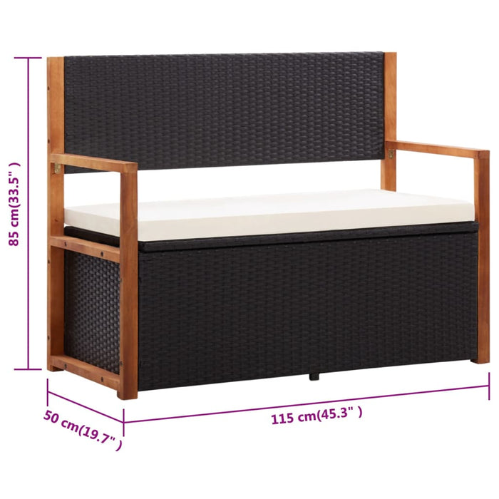 Opbergbankje 115 Cm Poly Rattan En Massief Acaciahout