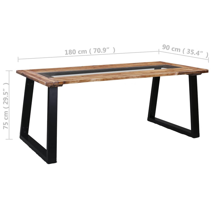 Eettafel 180X90X75 Cm Massief Acaciahout En Glas