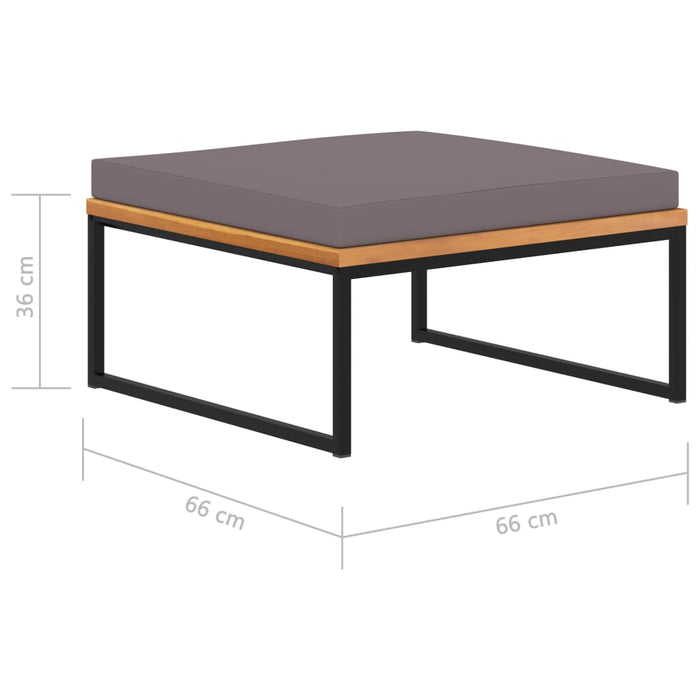 Voetensteun Met Kussen 66X66X36 Cm Acaciahout Donkergrijs