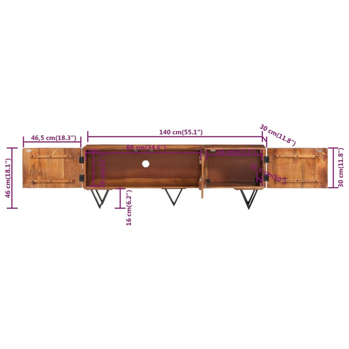 Tv-Meubel 140X30X46 Cm Massief Mangohout