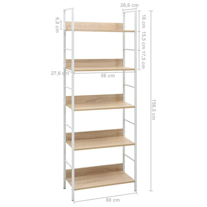 Boekenkast 5 Schappen 60X27,6X58,5 Cm Bewerkt Hout Kleur