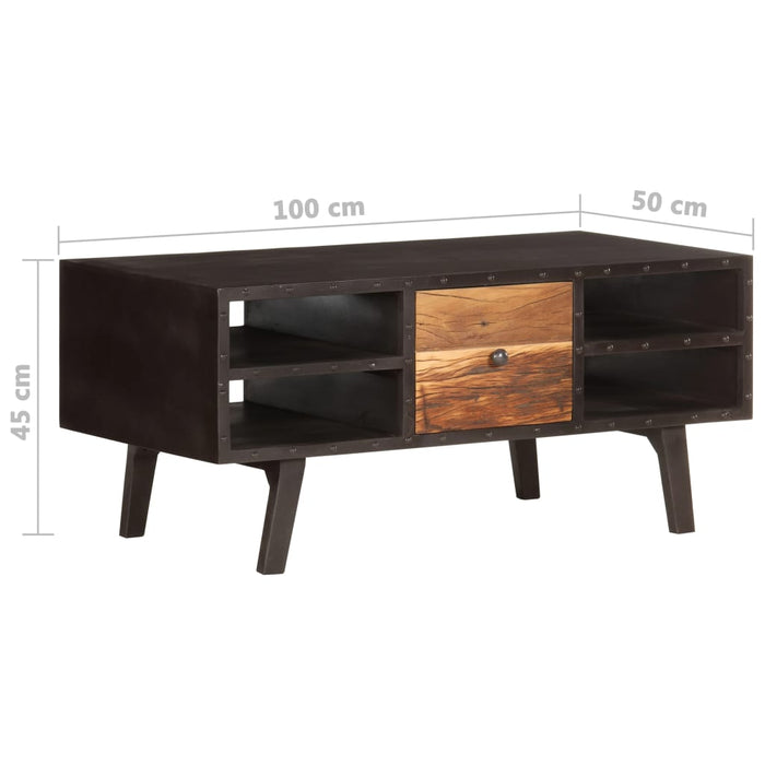 Salontafel 100X50X45 Cm Massief Gerecycled Hout Lichtbruin