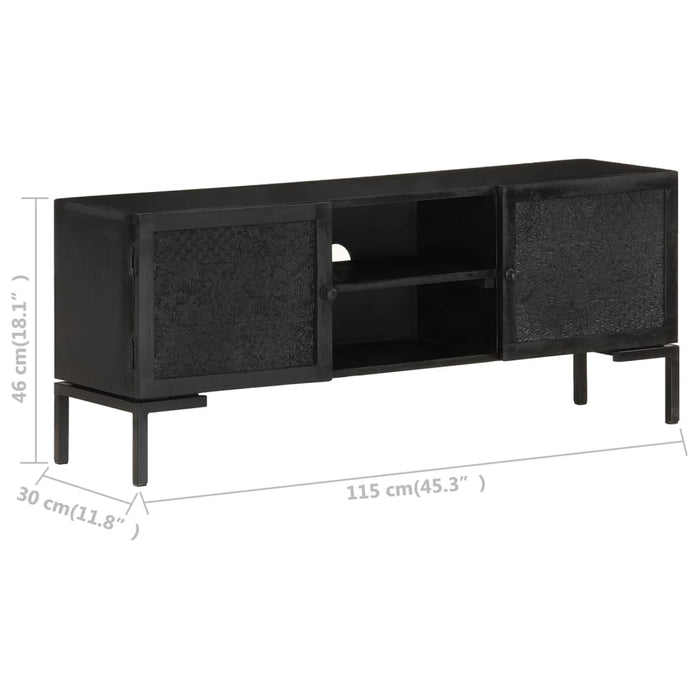 Tv-Meubel 115X30X46 Cm Massief Mangohout Zwart