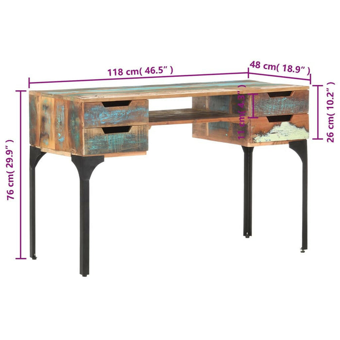 Bureau 118X48X75 Cm Massief Gerecycled Hout