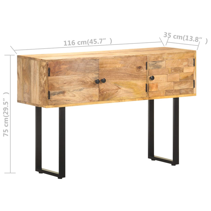 Dressoir 116X35X75 Cm Massief Mangohout Grijs Ruitpatroon