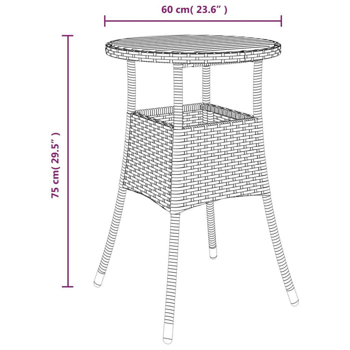 Tuintafel Ø60X75 Cm Acaciahout En Poly Rattan Grijs