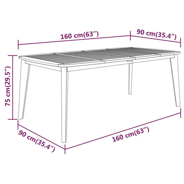 Tuintafel 160X90X75 Cm Massief Acaciahout