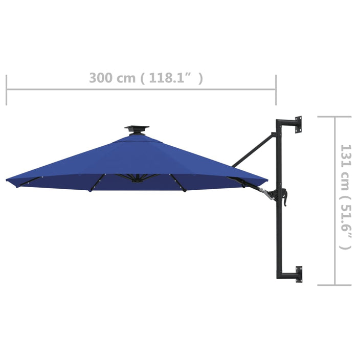 Wandparasol Met Led's En Metalen Paal 300 Cm