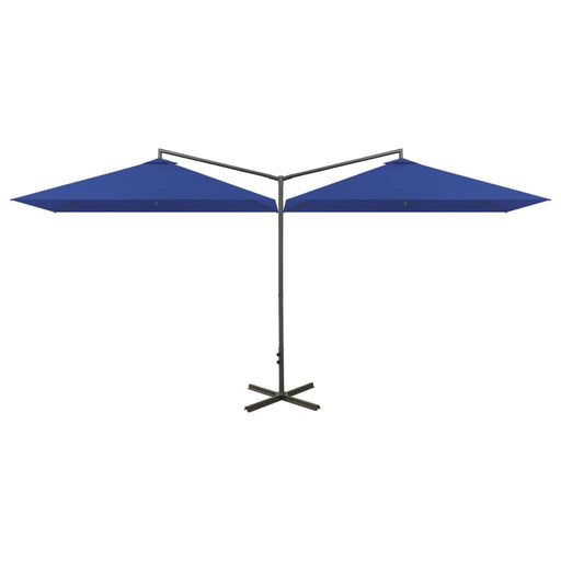 Parasol Dubbel Met Stalen Paal 600X300 Cm Azuurblauw