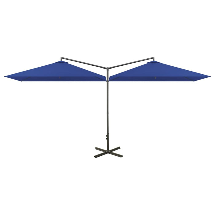 Parasol Dubbel Met Stalen Paal 600X300 Cm Azuurblauw