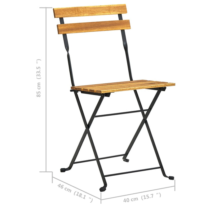 Tuinstoelen 2 St Inklapbaar Staal En Massief Acaciahout