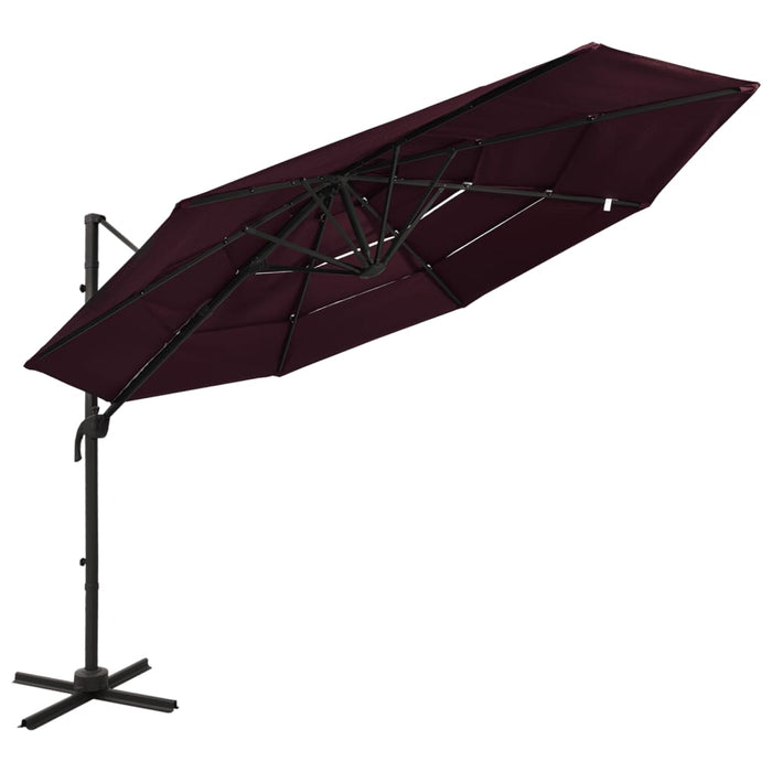 Parasol 4-Laags Met Aluminium Paal 3X3 M Azuurblauw